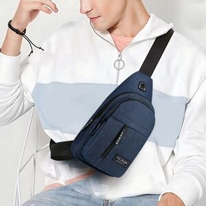 Mens Blue Multifunctional Crossbody‎ Chest Bag Unisex Sling Bag Hiking Backpack
